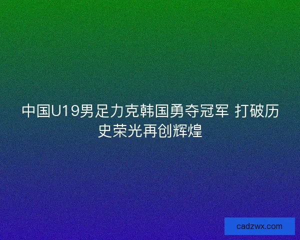 中国U19男足力克韩国勇夺冠军 打破历史荣光再创辉煌