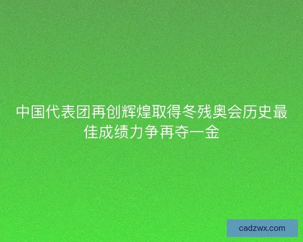 中国代表团再创辉煌取得冬残奥会历史最佳成绩力争再夺一金