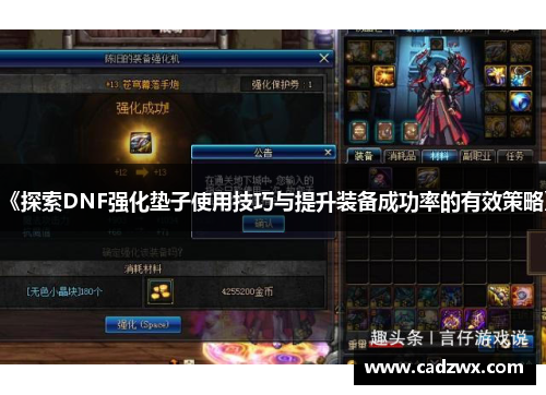 《探索DNF强化垫子使用技巧与提升装备成功率的有效策略》